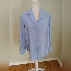 Alfani 100% Silk Button Down Long Sleeve Blouse